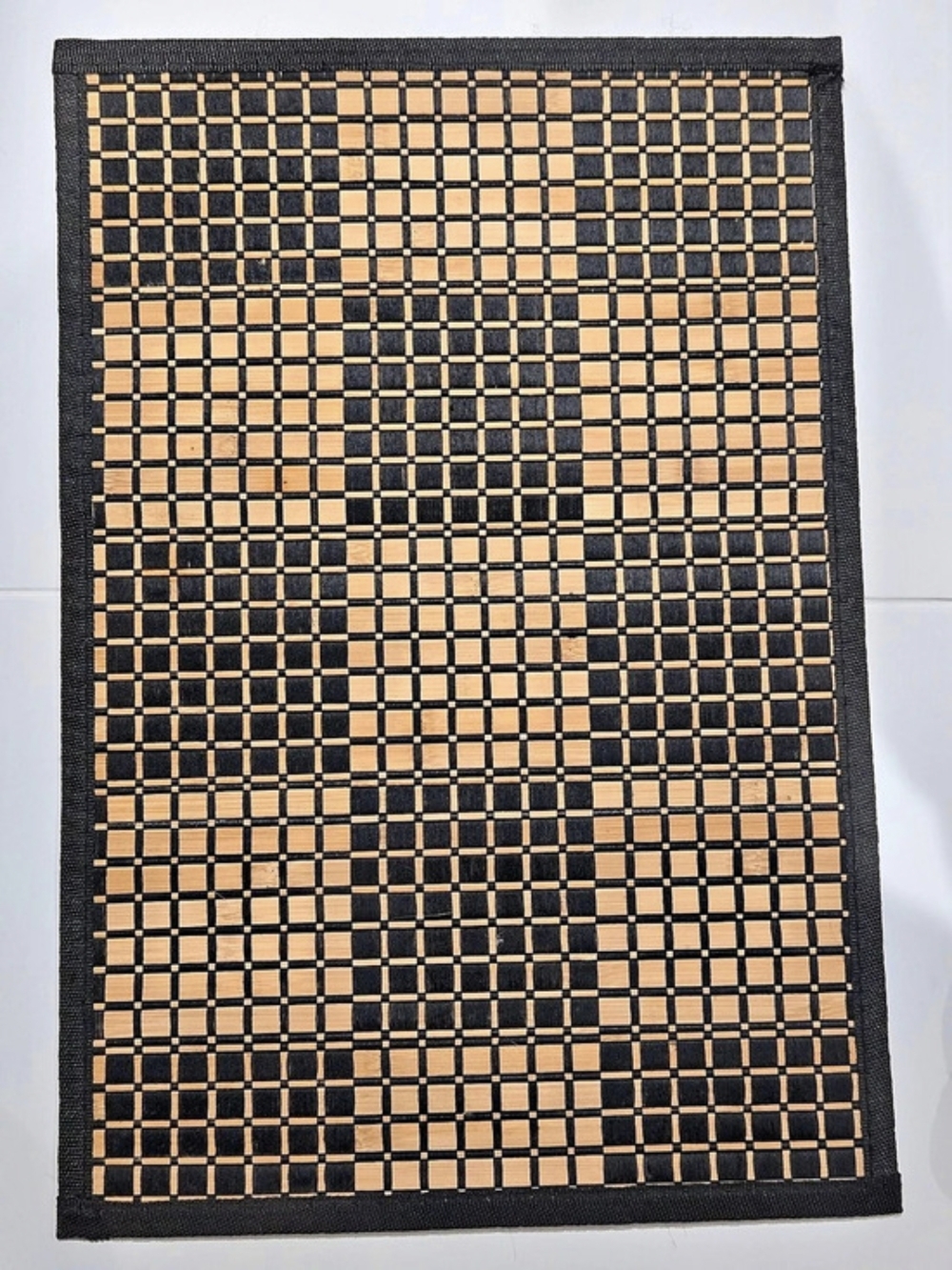 Bamboo Black Checkered Rectangular Table Placemats 13" x 19" Set Of 6